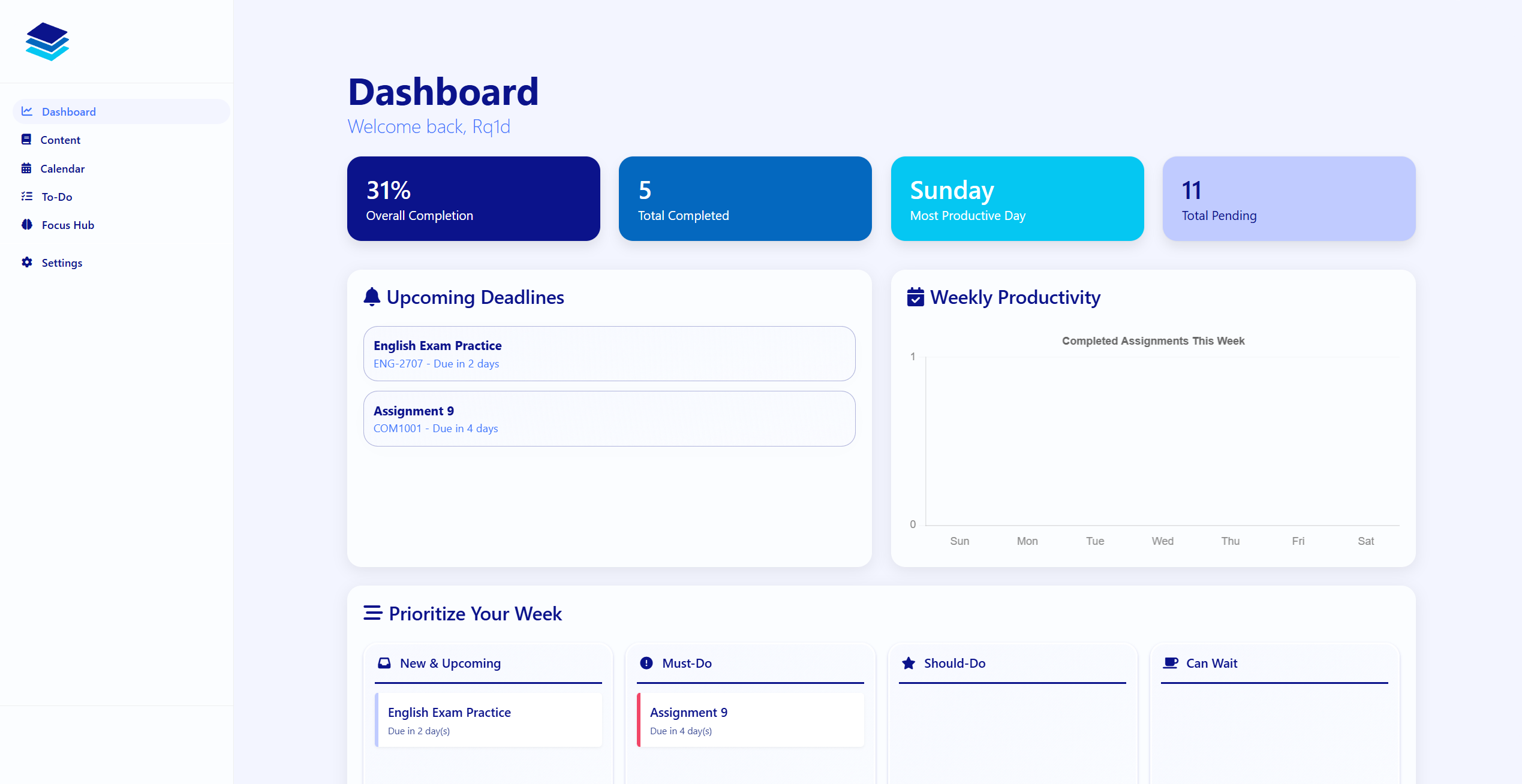 A modern, clean user interface dashboard for a web application.