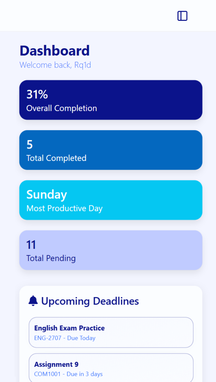A mobile application interface showcasing a user profile and statistics.